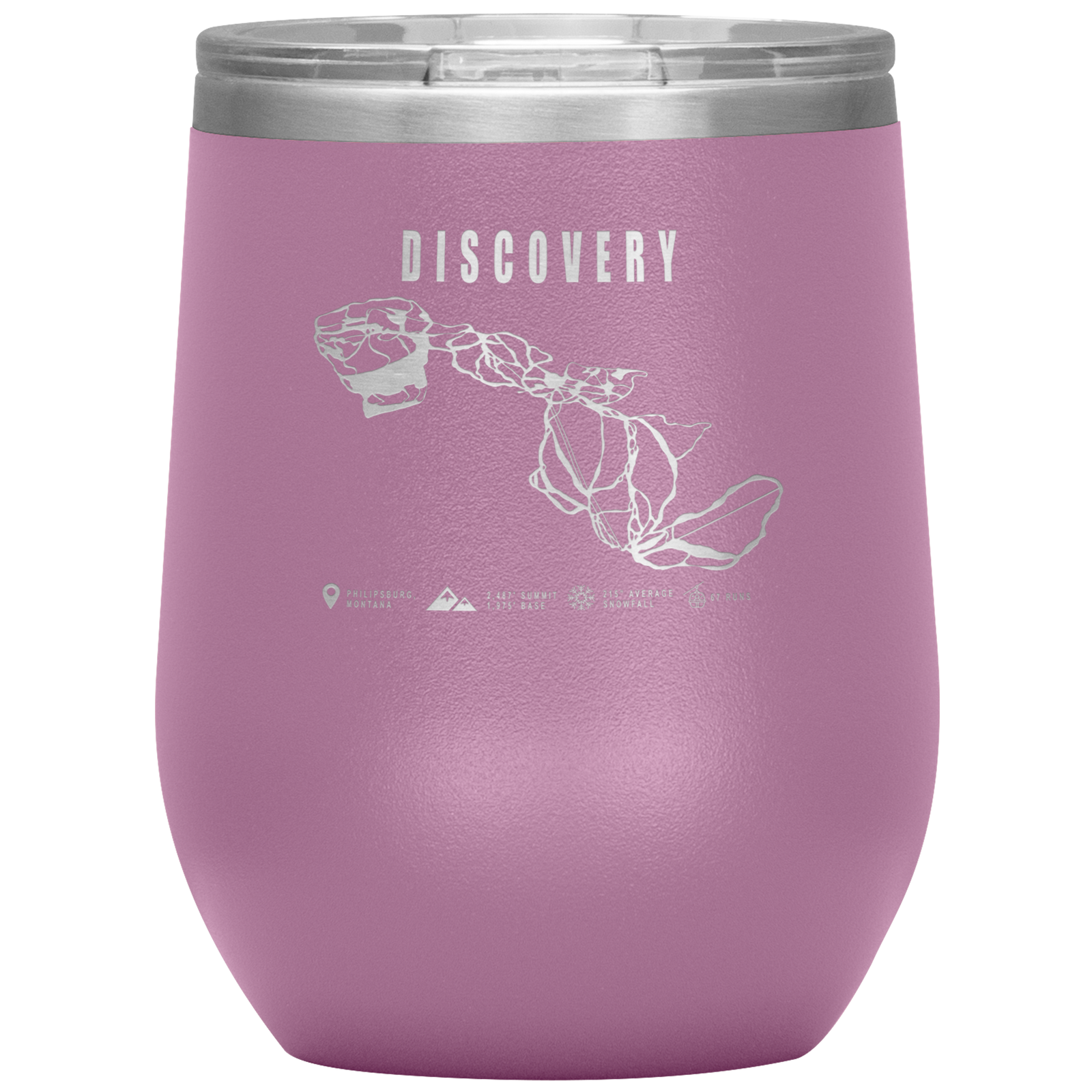 Discovery Montana Ski Trail Map Wine 12oz Tumbler - Powderaddicts