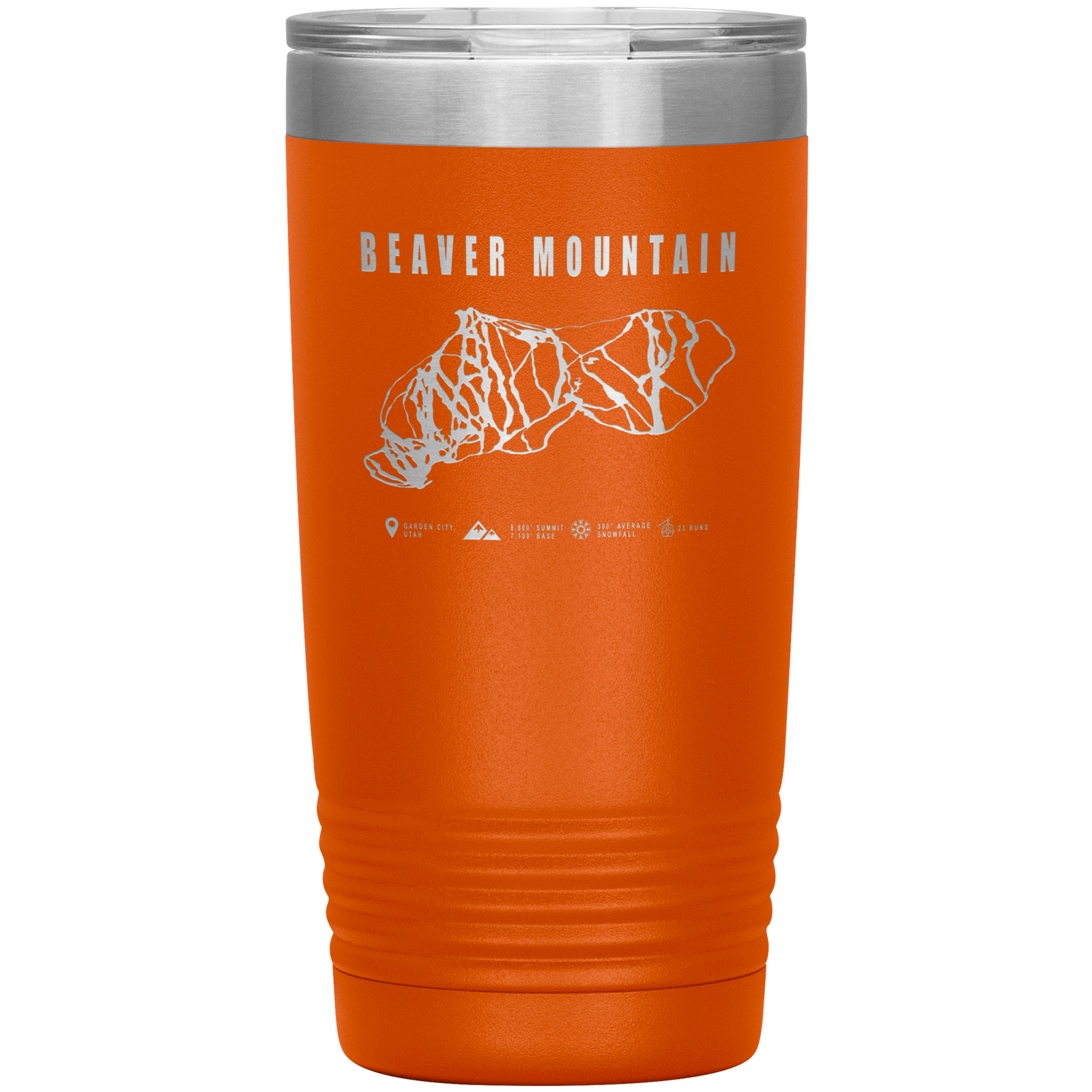 Beaver Mountain,Utah Ski Trail Map 20oz Tumbler - Powderaddicts