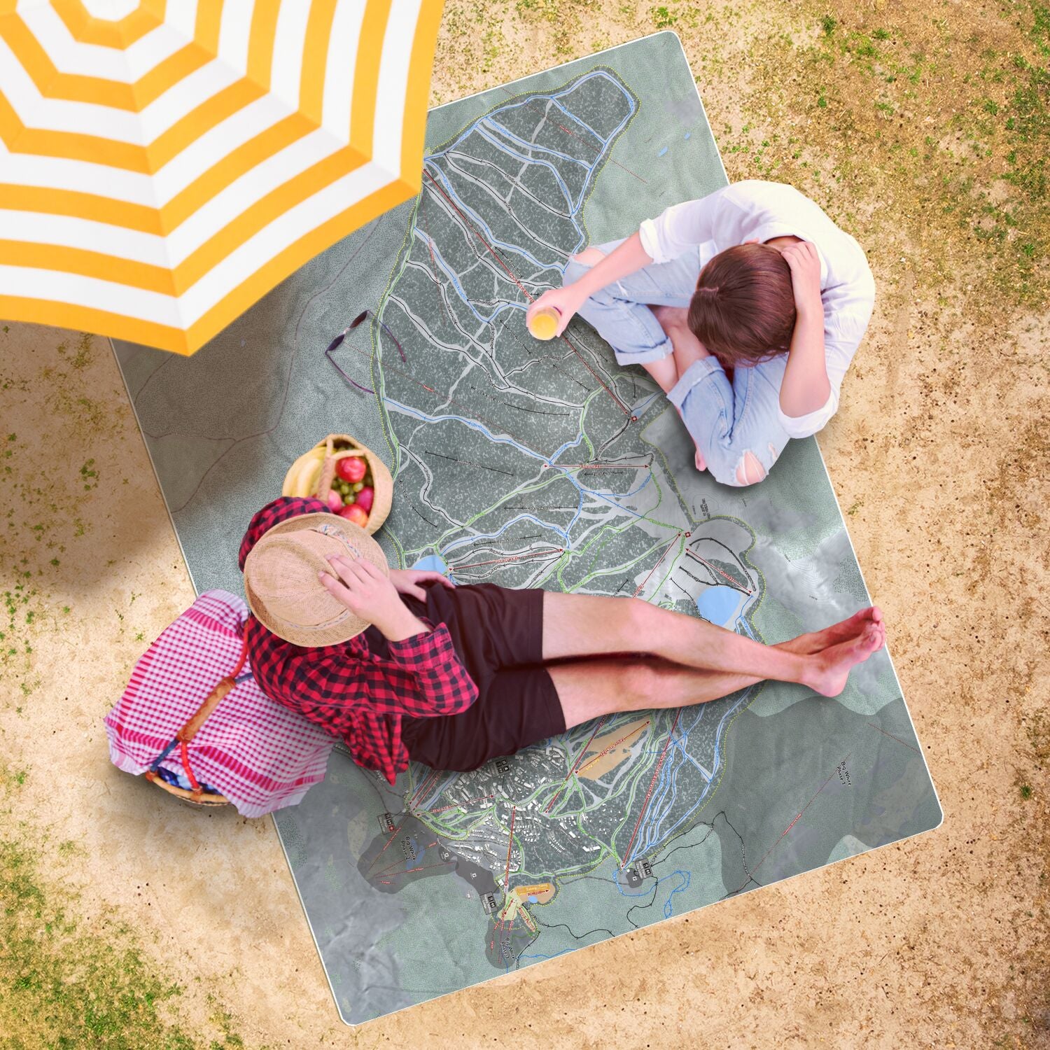 Big White, British Columbia Ski Resort Map Printed Beach Towel - Powderaddicts