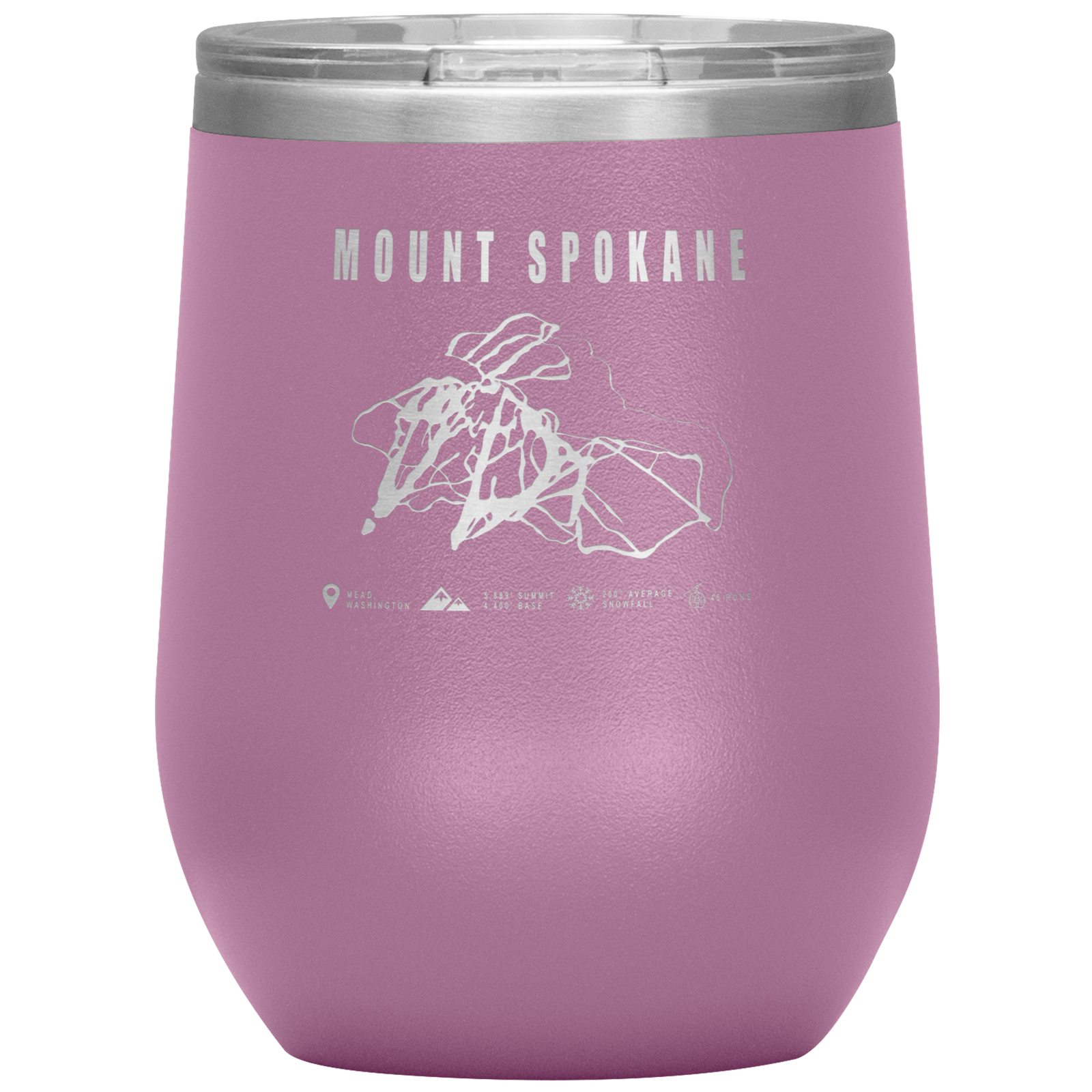Mount Spokane, Washington Ski Trail Map Wine 12oz Tumbler - Powderaddicts