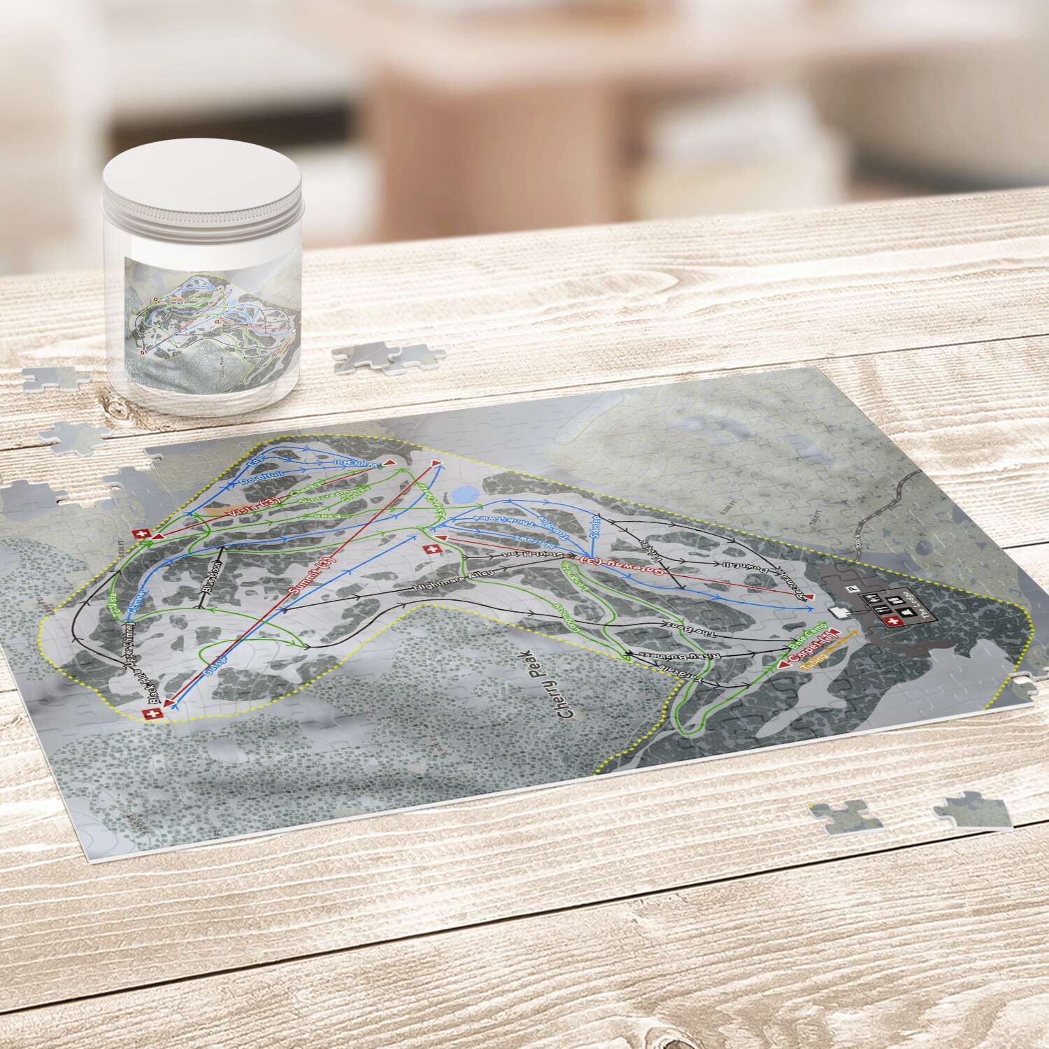 Cherry Peak, Utah Ski Trail Map Puzzle - Powderaddicts