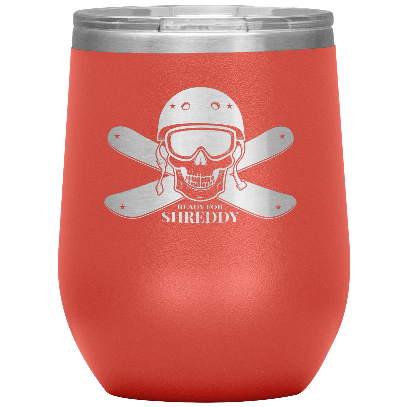 Ready For Shreddy Skeleton Skis Wine 12oz Tumbler - Powderaddicts
