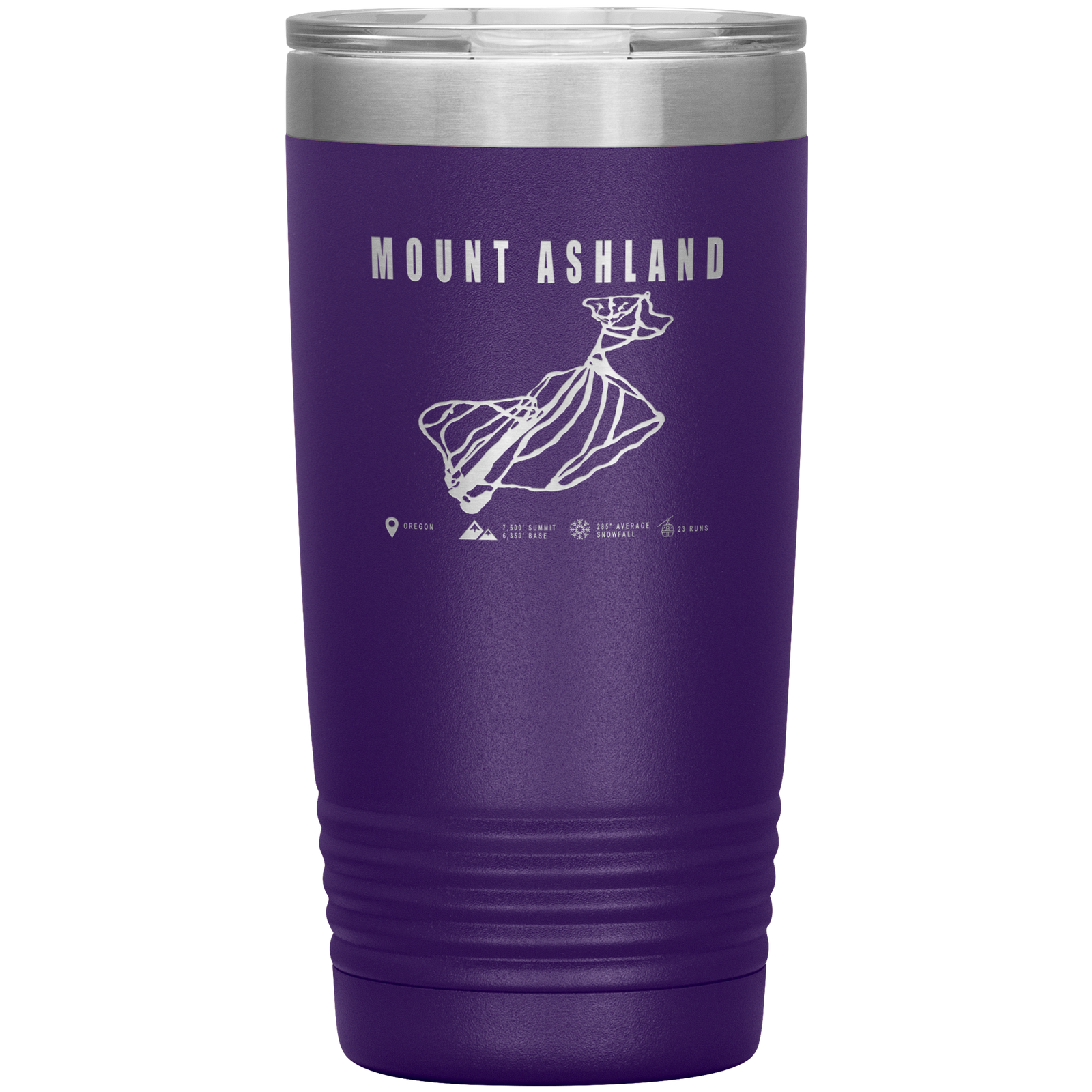 Mount Ashland, Oregon Ski Trail Map 20oz Tumbler - Powderaddicts
