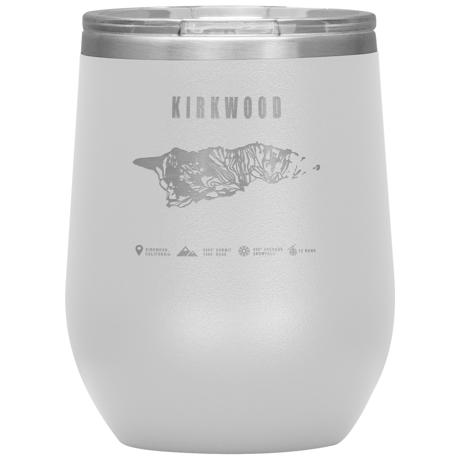 Kirkwood, California Ski Trail Map Wine 12oz Tumbler - Powderaddicts
