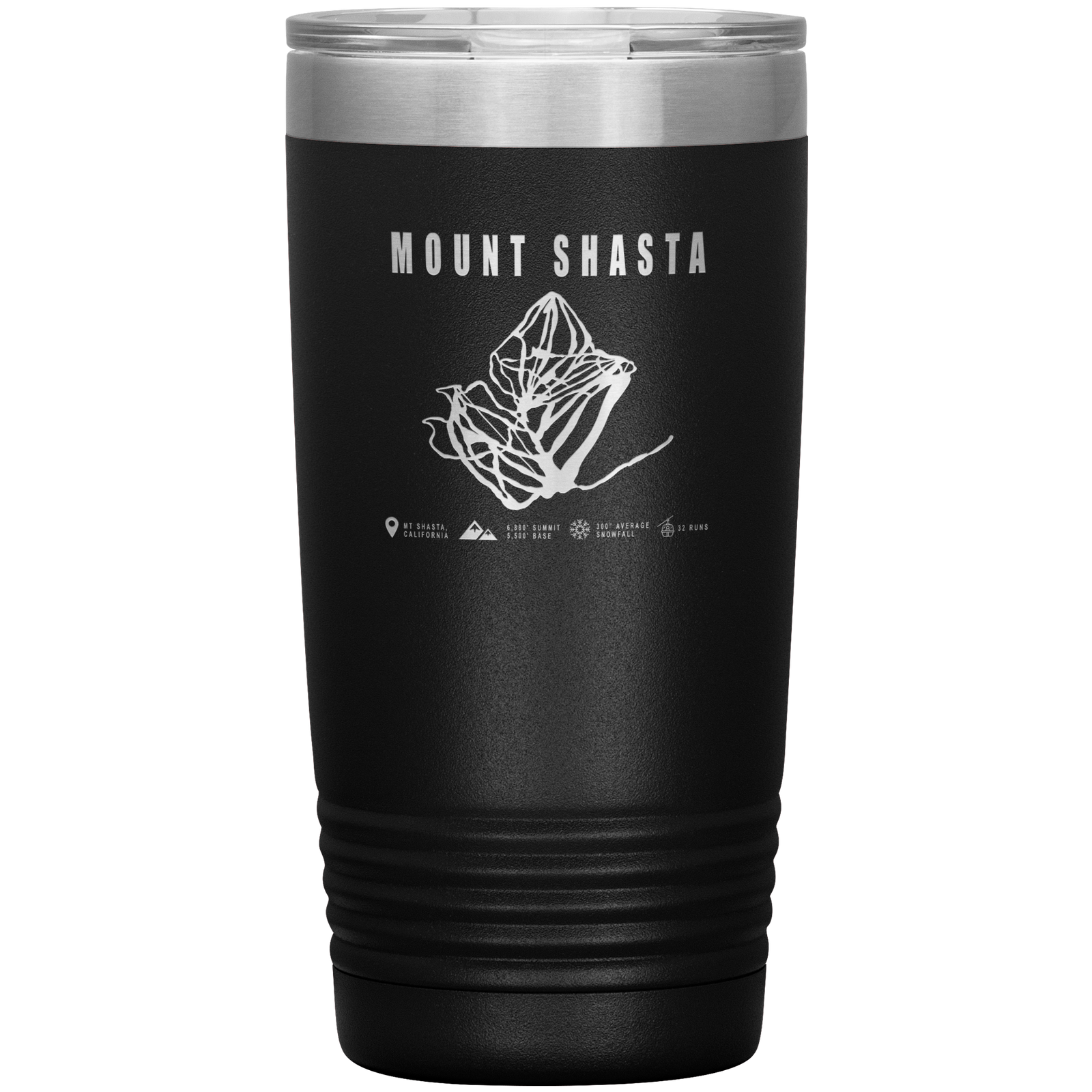 Mount Shasta, California Ski Trail Map 20oz Tumbler - Powderaddicts