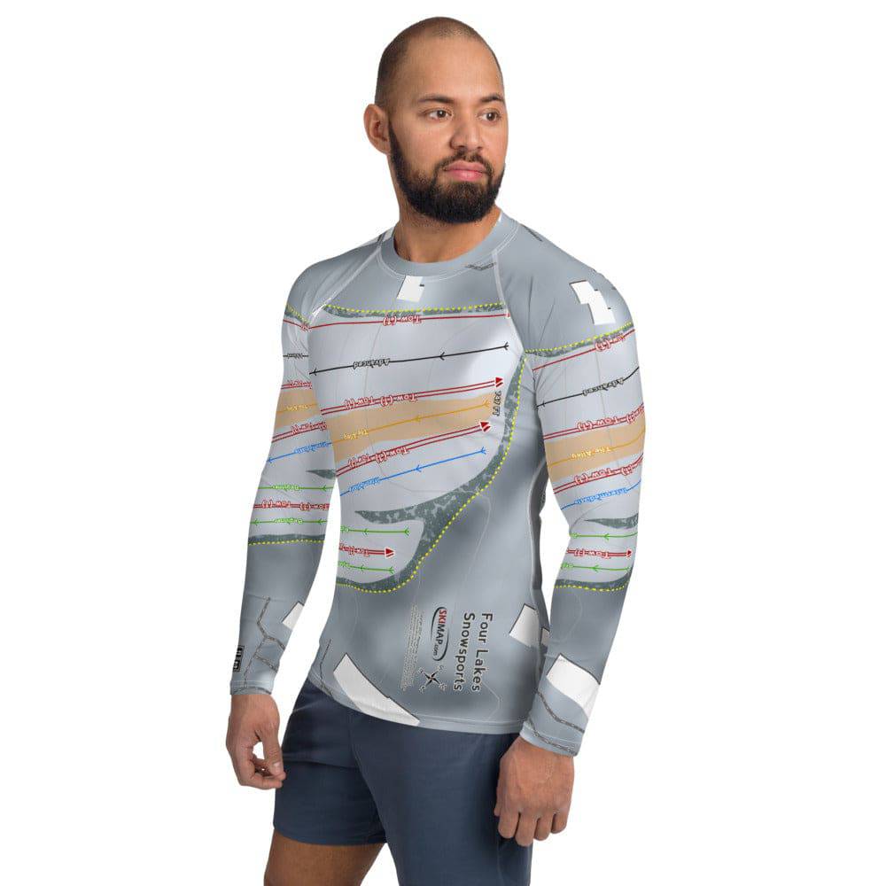 Four Lakes Snow sports, Illinois Ski Trail Map Men's Base Layer Top - Powderaddicts