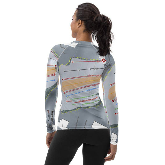 Four Lakes Snowsports, Illinois Ski Trail Map Women's Base Layer Top - Powderaddicts
