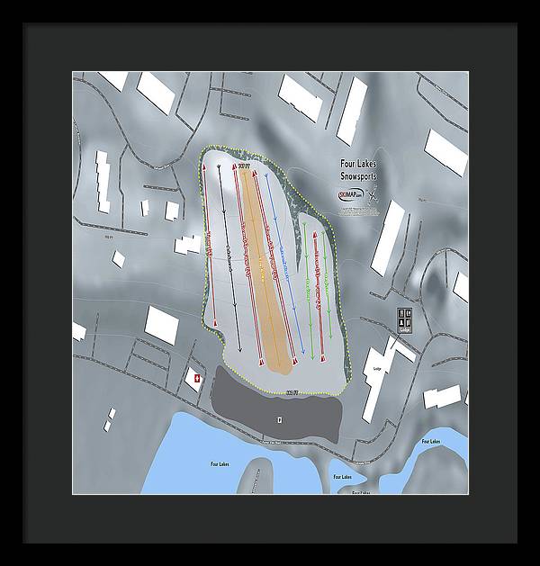 Four Lakes Snowsports Ski Trail Map - Framed Print - Powderaddicts