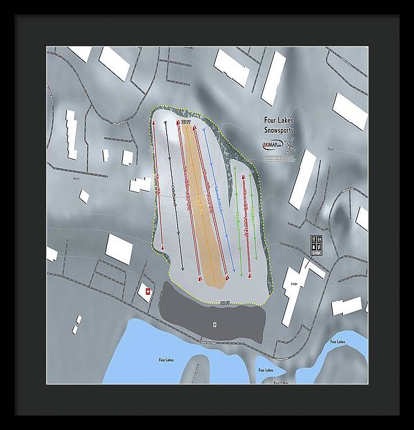 Four Lakes Snowsports Ski Trail Map - Framed Print - Powderaddicts
