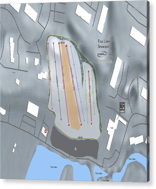 Four Lakes Snowsports Ski Trail Map - Acrylic Print - Powderaddicts