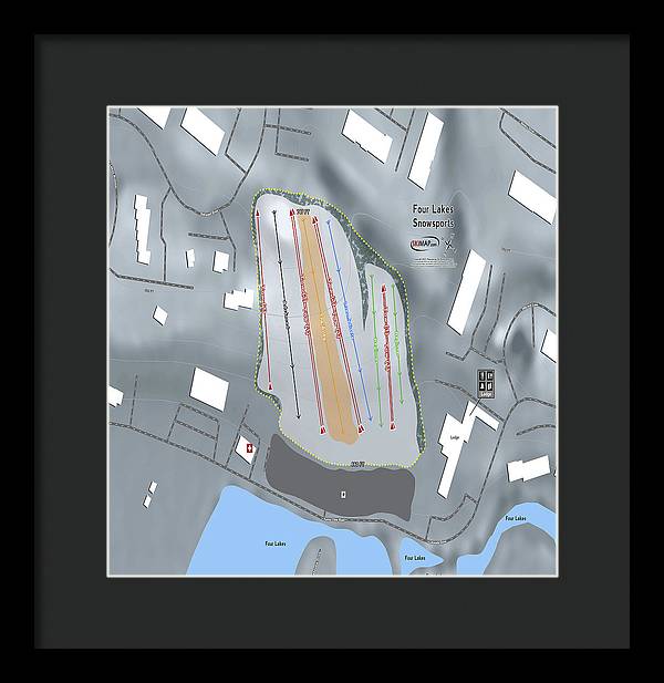 Four Lakes Snowsports Ski Trail Map - Framed Print - Powderaddicts