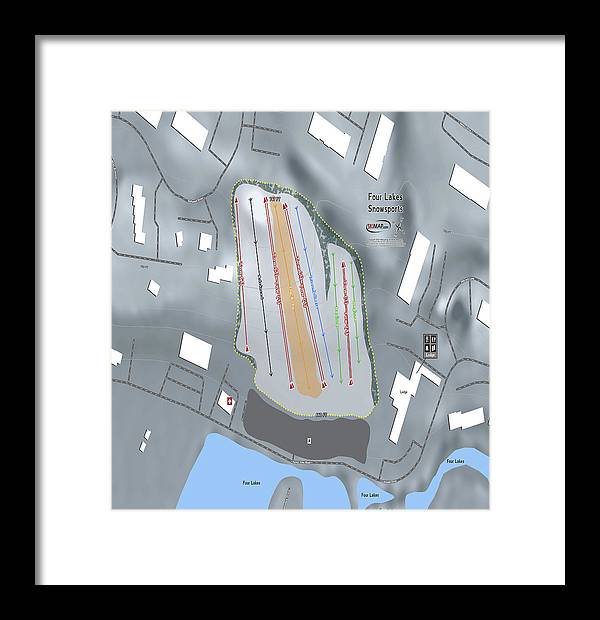 Four Lakes Snowsports Ski Trail Map - Framed Print - Powderaddicts
