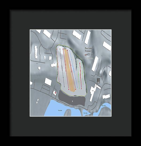 Four Lakes Snowsports Ski Trail Map - Framed Print - Powderaddicts