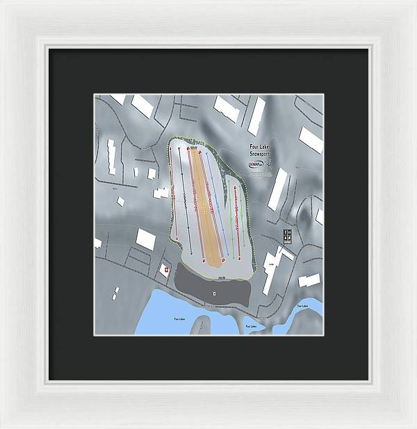 Four Lakes Snowsports Ski Trail Map - Framed Print - Powderaddicts
