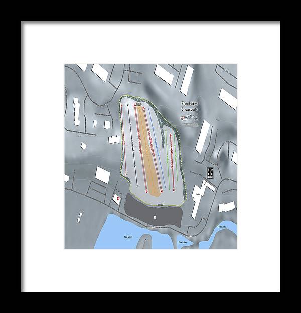 Four Lakes Snowsports Ski Trail Map - Framed Print - Powderaddicts