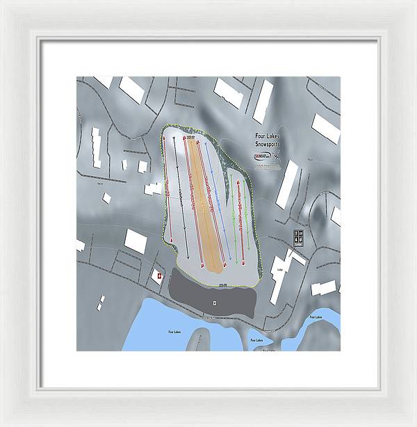 Four Lakes Snowsports Ski Trail Map - Framed Print - Powderaddicts