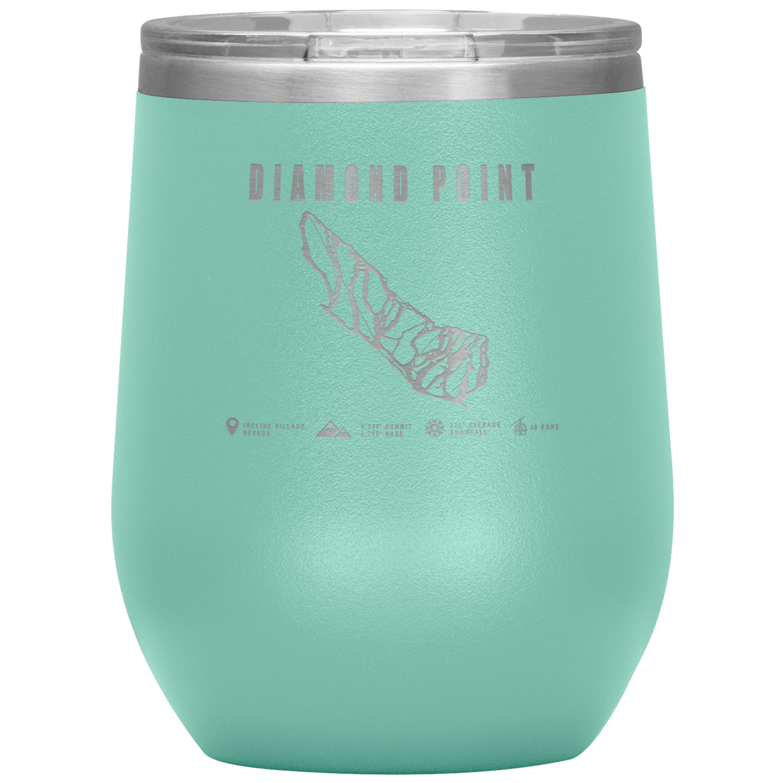 Diamond Point, Nevada Ski Trail Map Wine 12oz Tumbler - Powderaddicts