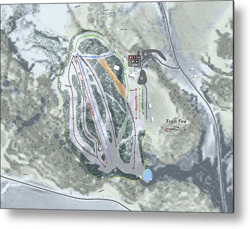 Frost Fire Ski Trail Map - Metal Print - Powderaddicts