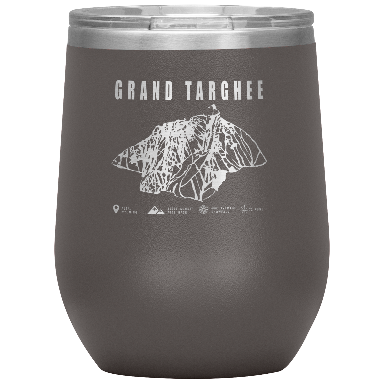 Grand Targhee Wyoming Ski Trail Map Wine 12oz Tumbler - Powderaddicts