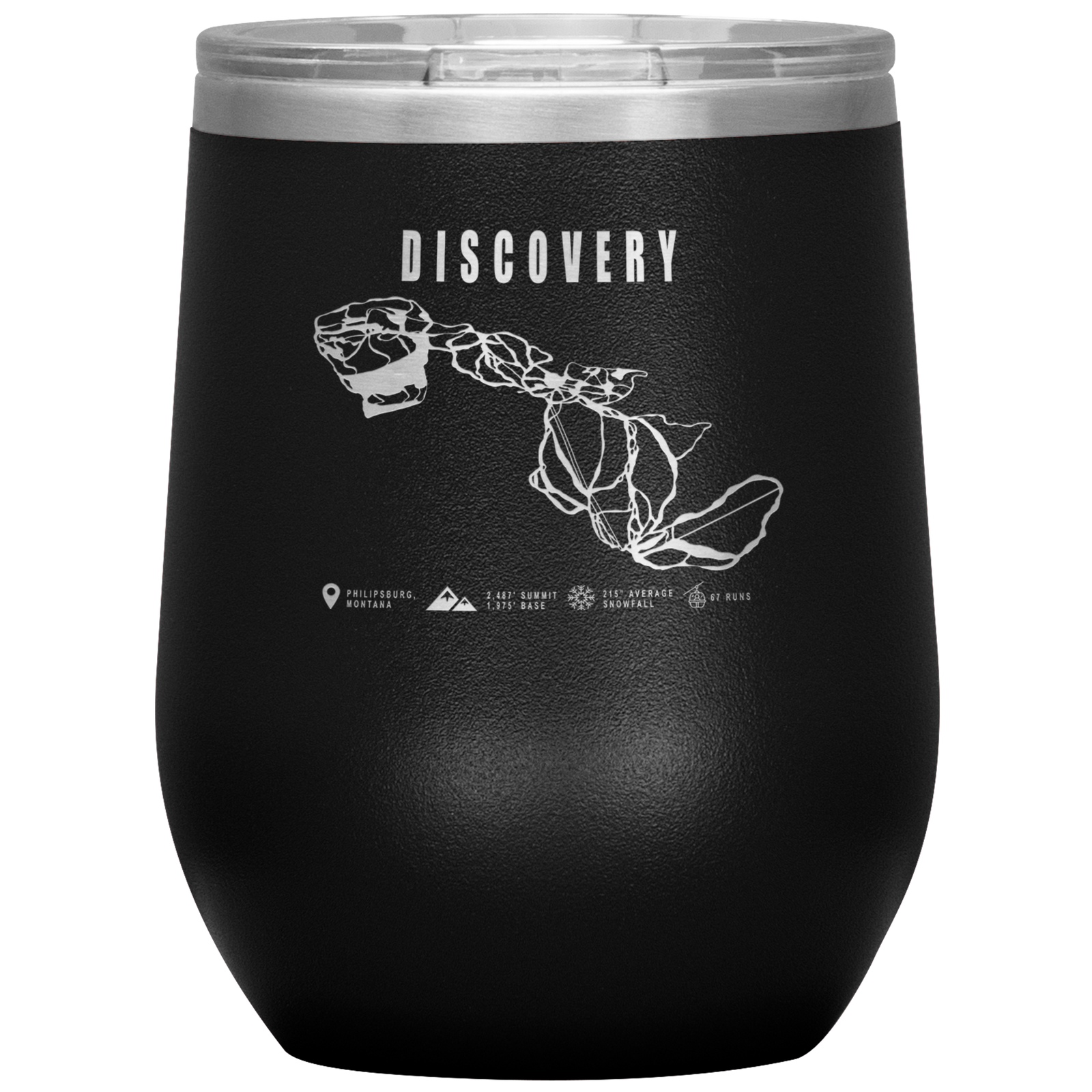 Discovery Montana Ski Trail Map Wine 12oz Tumbler - Powderaddicts
