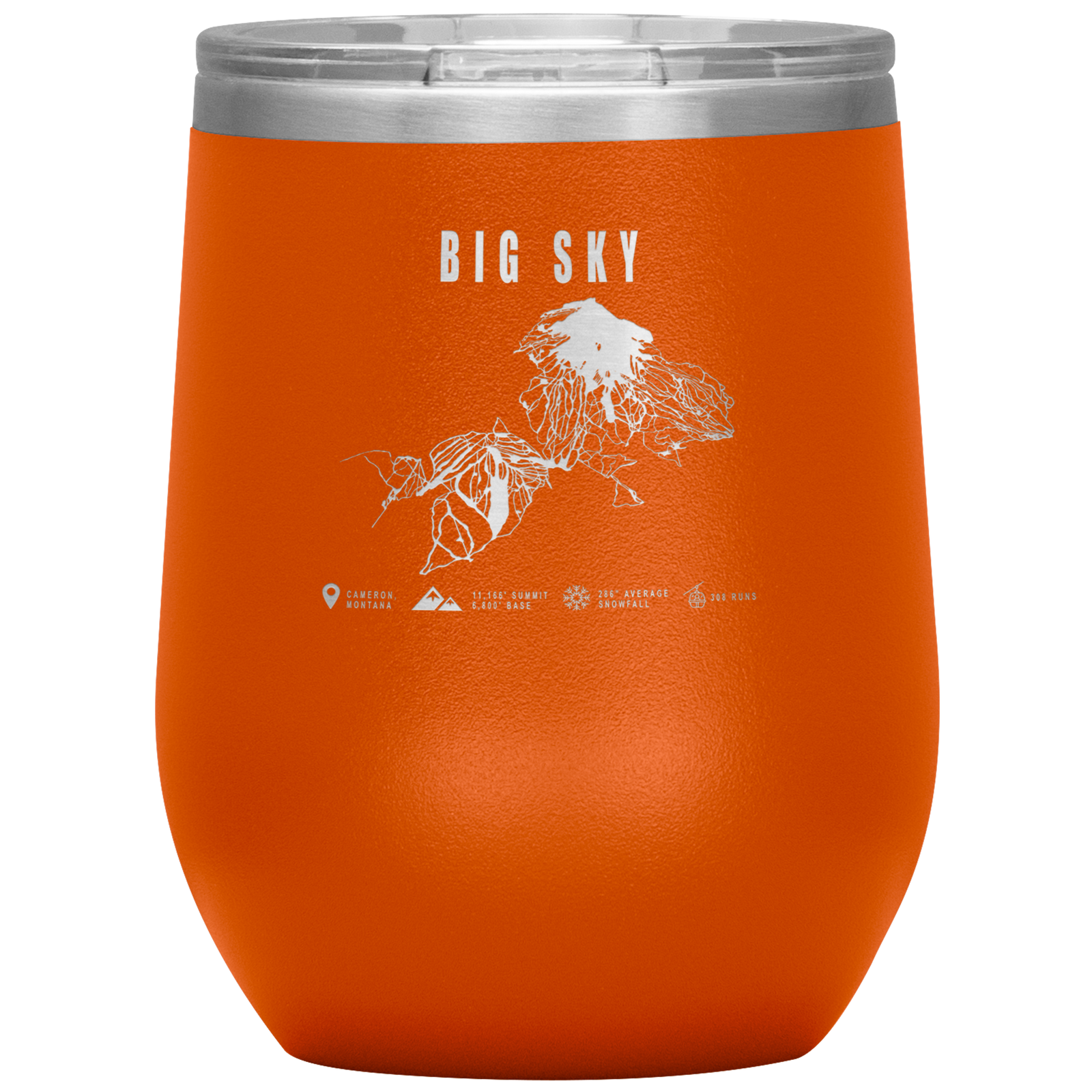 Big Sky Montana Ski Trail Map Wine 12oz Tumbler - Powderaddicts