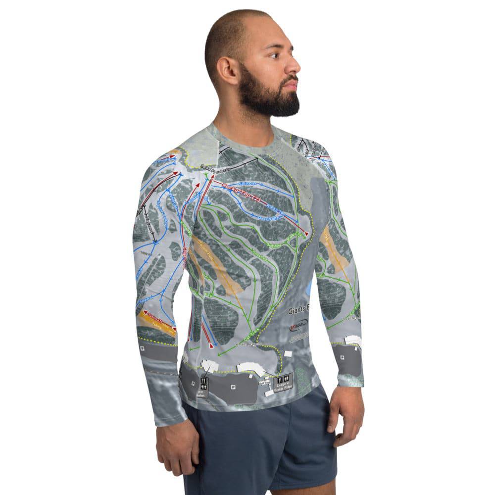 Giants Ridge, Minnesota Ski Trail Map Men's Base Layer Top - Powderaddicts