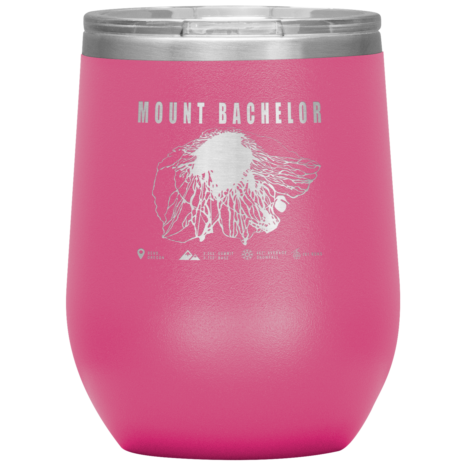 Mount Bachelor, Oregon Ski Trail Map Wine 12oz Tumbler - Powderaddicts