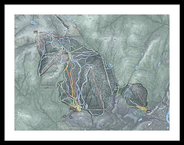 Gore Mountain Ski Trail Map - Framed Print - Powderaddicts