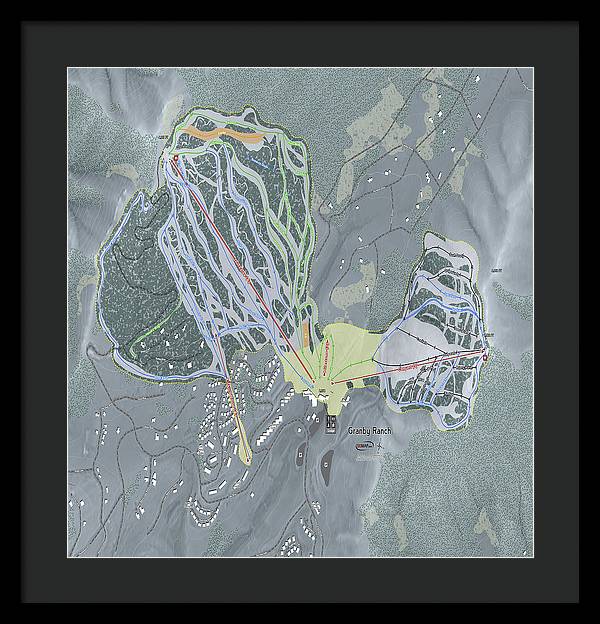 Granby Ranch Ski Trail Map - Framed Print - Powderaddicts