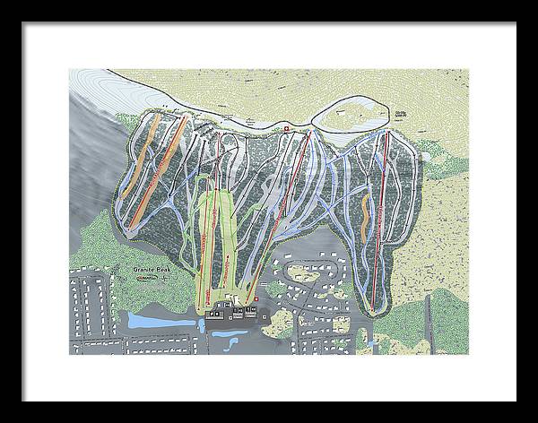 Granite Peak Ski Trail Map - Framed Print - Powderaddicts