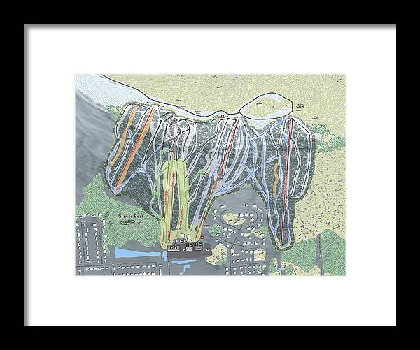 Granite Peak Ski Trail Map - Framed Print - Powderaddicts
