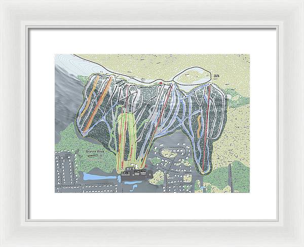 Granite Peak Ski Trail Map - Framed Print - Powderaddicts