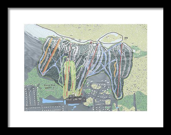 Granite Peak Ski Trail Map - Framed Print - Powderaddicts