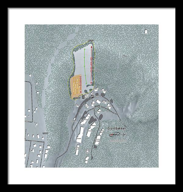 Granlibakken Ski Trail Map - Framed Print - Powderaddicts