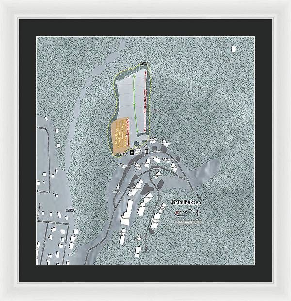 Granlibakken Ski Trail Map - Framed Print - Powderaddicts
