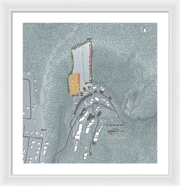 Granlibakken Ski Trail Map - Framed Print - Powderaddicts