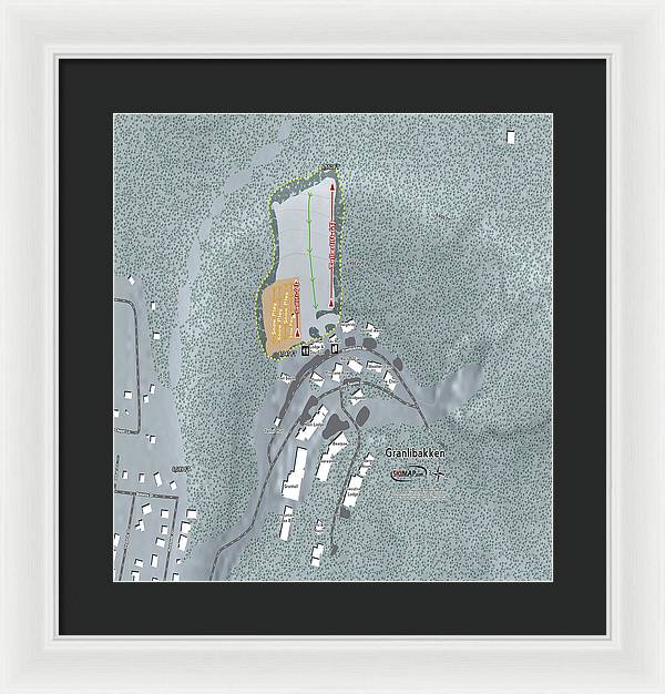 Granlibakken Ski Trail Map - Framed Print - Powderaddicts
