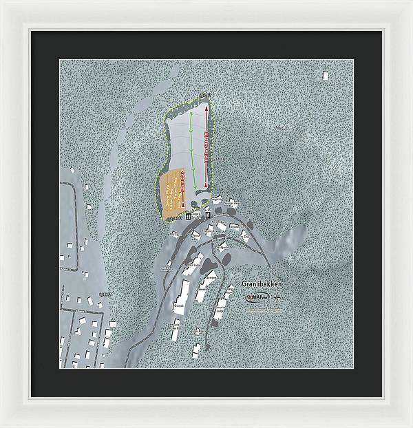 Granlibakken Ski Trail Map - Framed Print - Powderaddicts