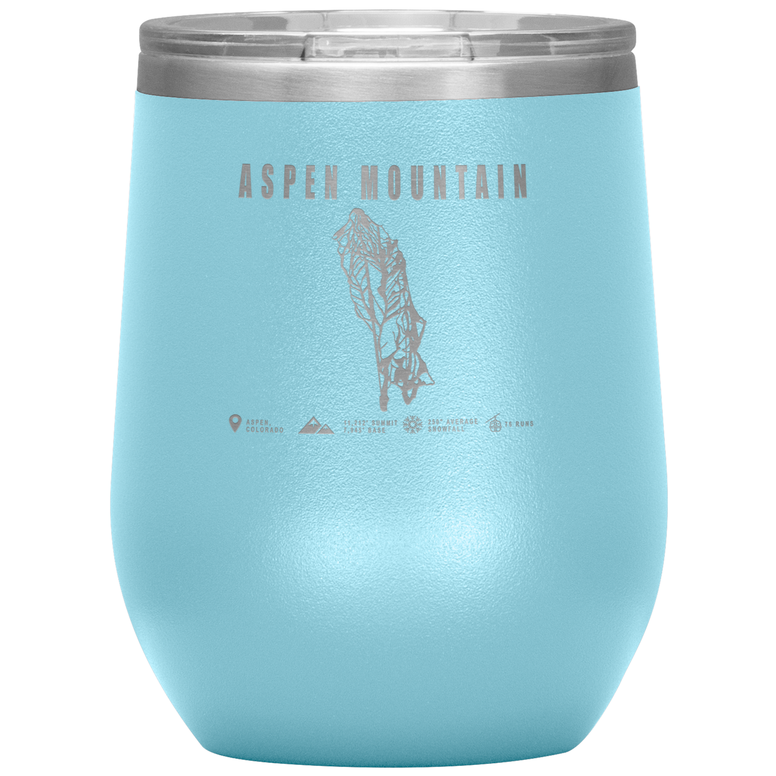 Aspen Mountain Colorado Ski Trail Map Wine 12oz Tumbler - Powderaddicts