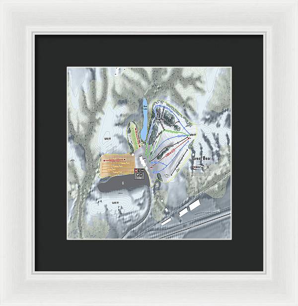 Great Bear Ski Trail Map - Framed Print - Powderaddicts