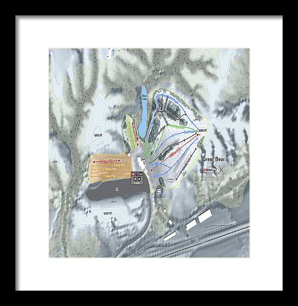 Great Bear Ski Trail Map - Framed Print - Powderaddicts