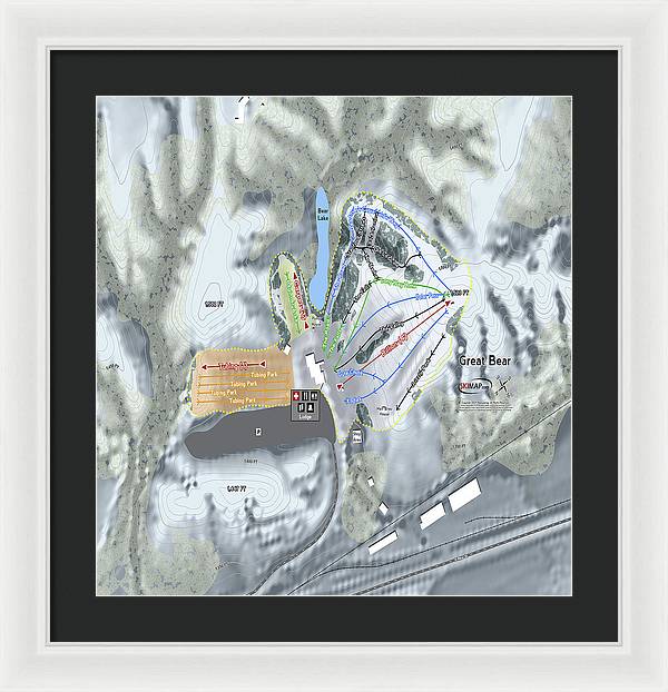 Great Bear Ski Trail Map - Framed Print - Powderaddicts