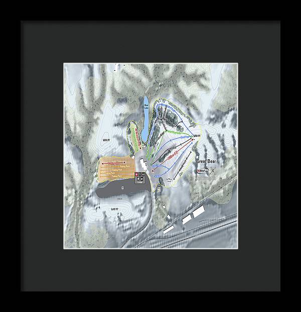 Great Bear Ski Trail Map - Framed Print - Powderaddicts