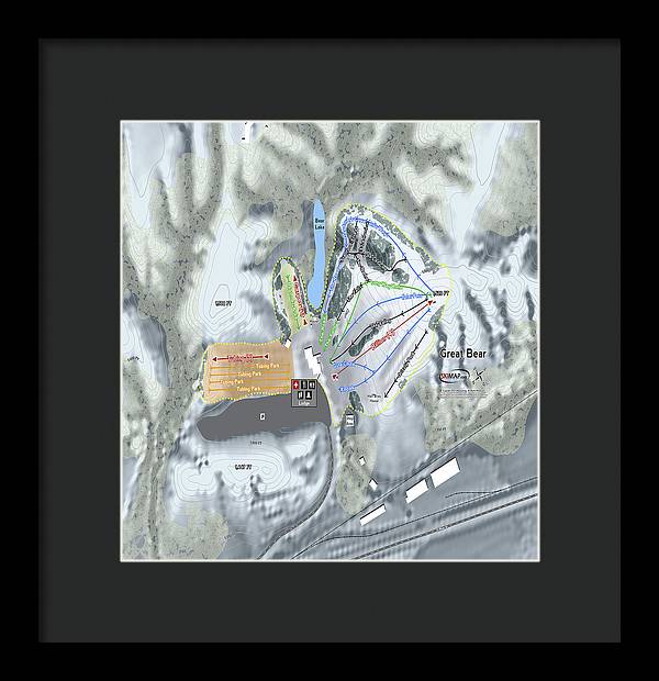 Great Bear Ski Trail Map - Framed Print - Powderaddicts