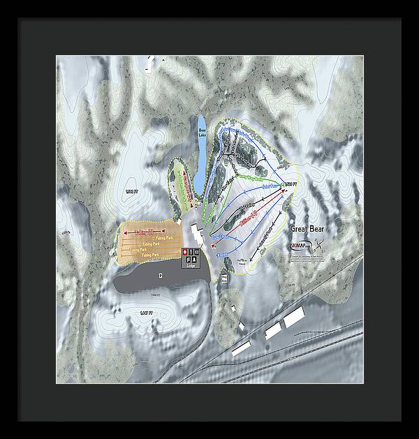 Great Bear Ski Trail Map - Framed Print - Powderaddicts