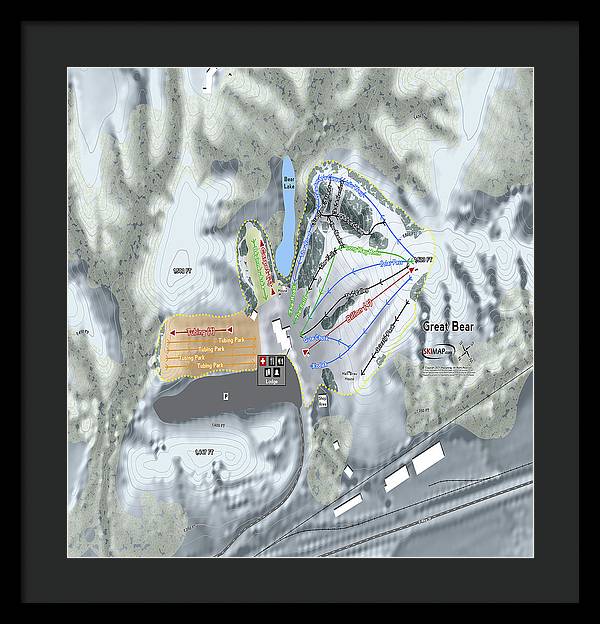 Great Bear Ski Trail Map - Framed Print - Powderaddicts