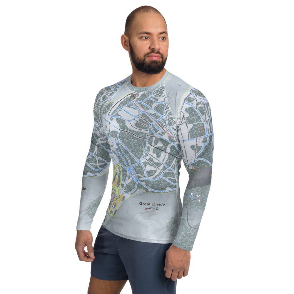 Great Divide, Montana Ski Trail Map Men's Base Layer Top - Powderaddicts
