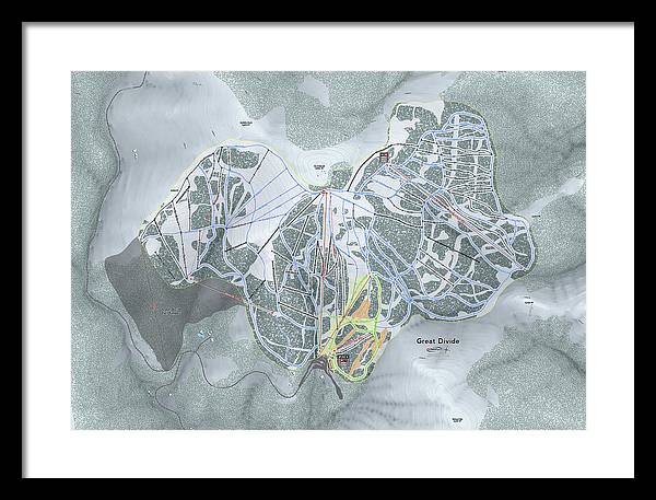 Great Divide Ski Trail Map - Framed Print - Powderaddicts