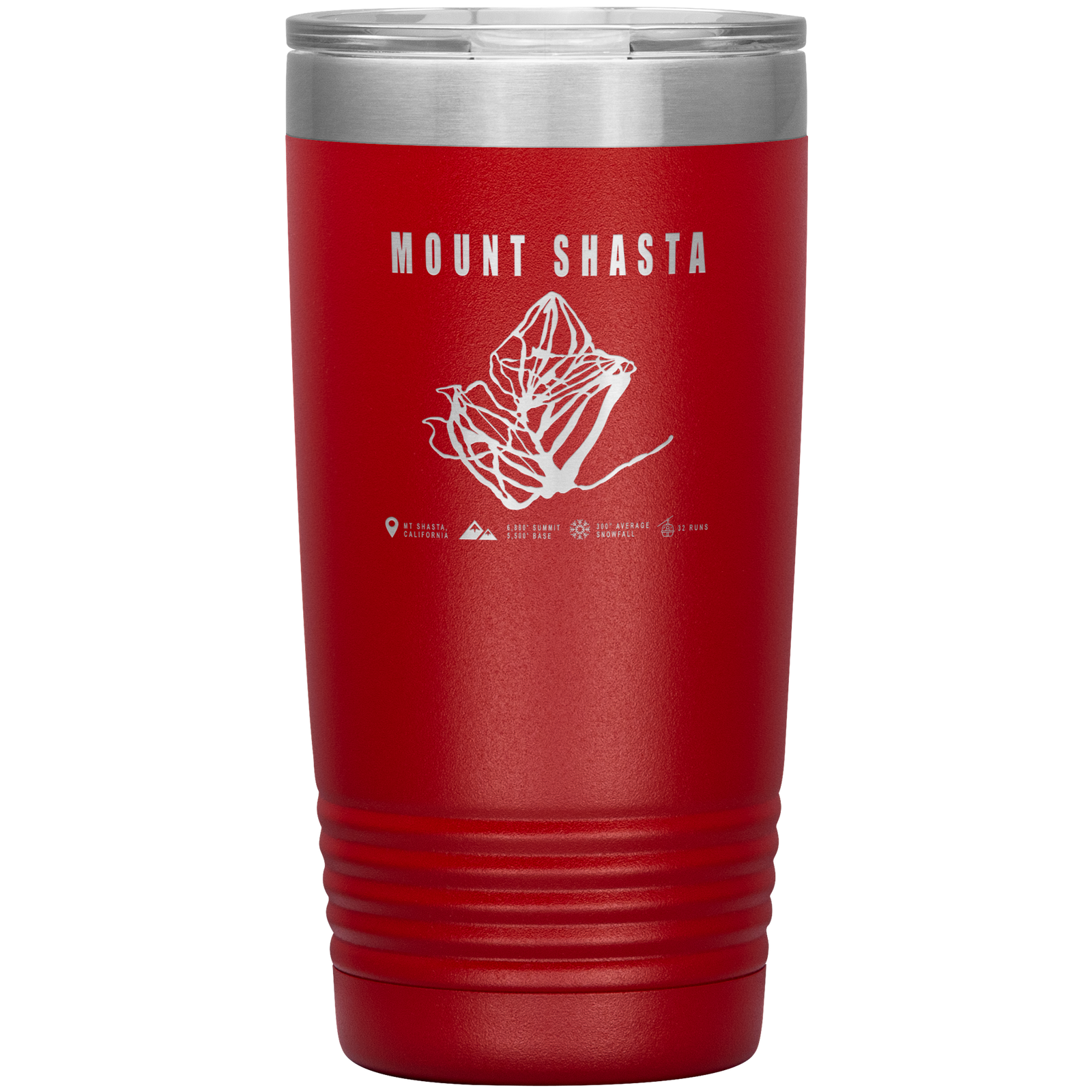 Mount Shasta, California Ski Trail Map 20oz Tumbler - Powderaddicts