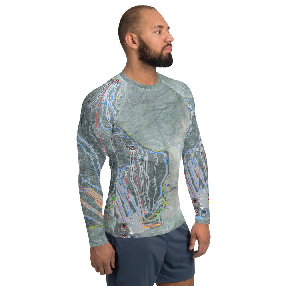 Gunstock Mountain, New Hampshire Ski Trail Map Men's Base Layer Top - Powderaddicts